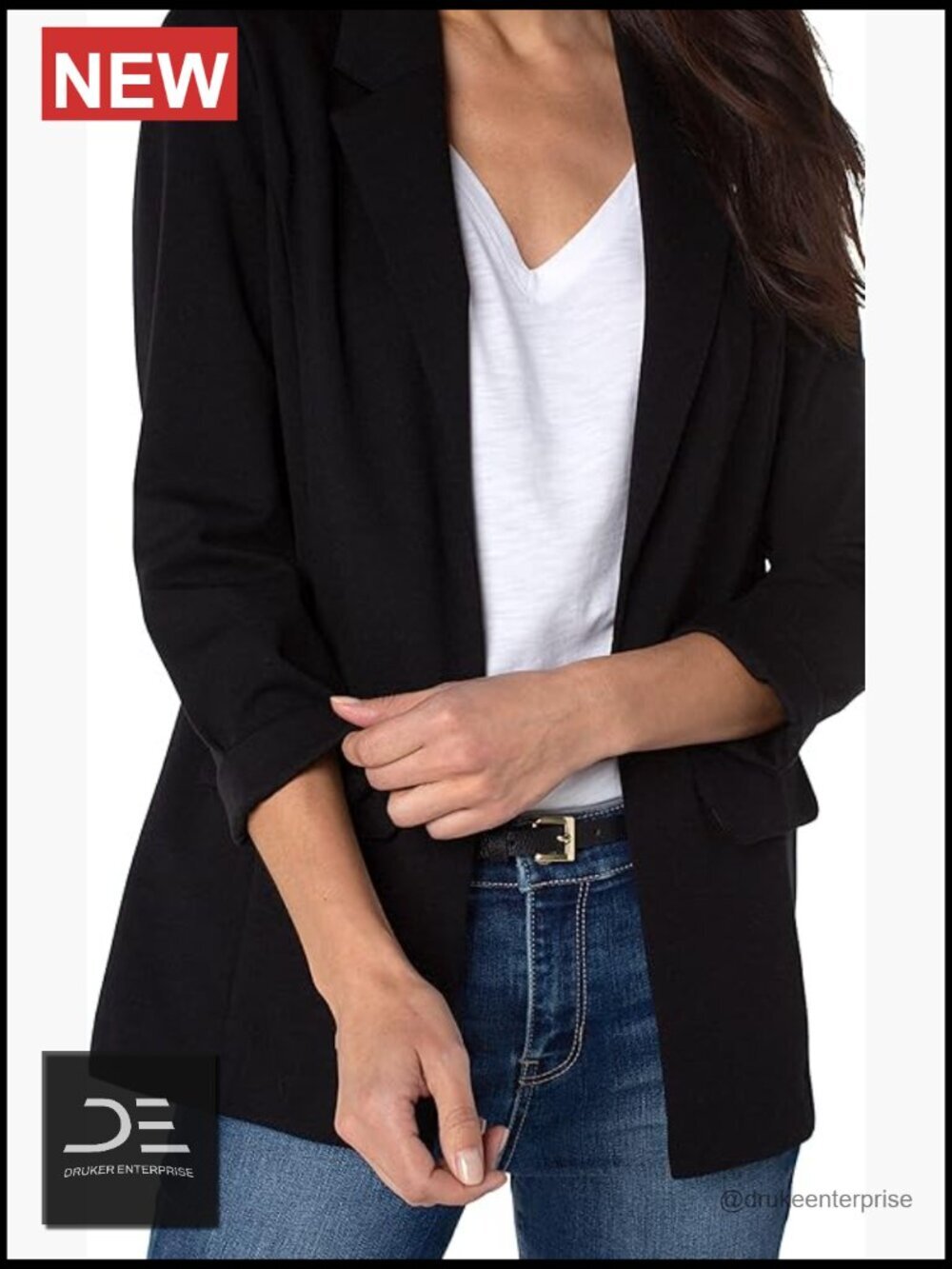 Boyfriend Blazer with Princess Darts - Notch Collar, Flap Pockets, Machine